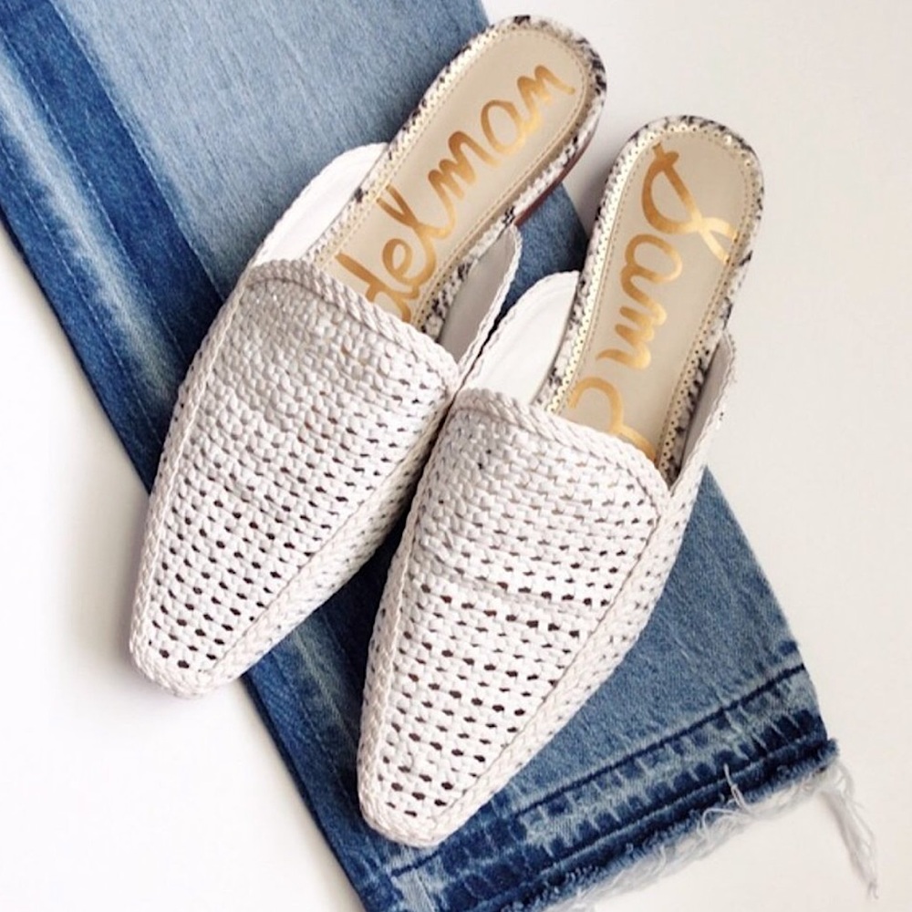 Sam Edelman White Elva Mules